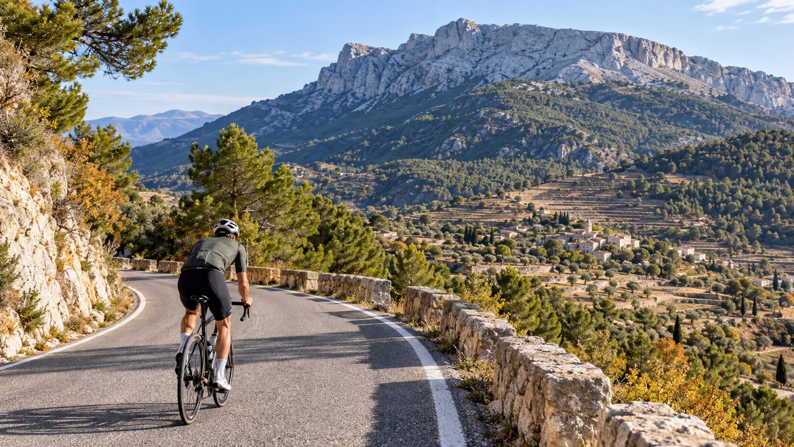 Ciclista ascendiendo el Puerto de Tudons