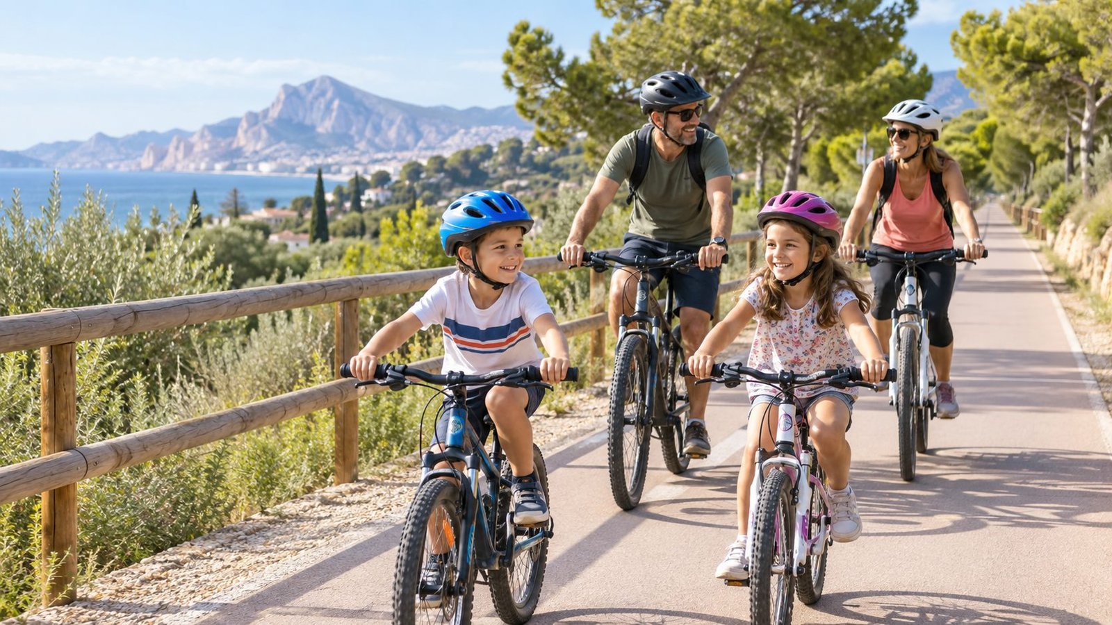 Familia en bicicleta por Alicante