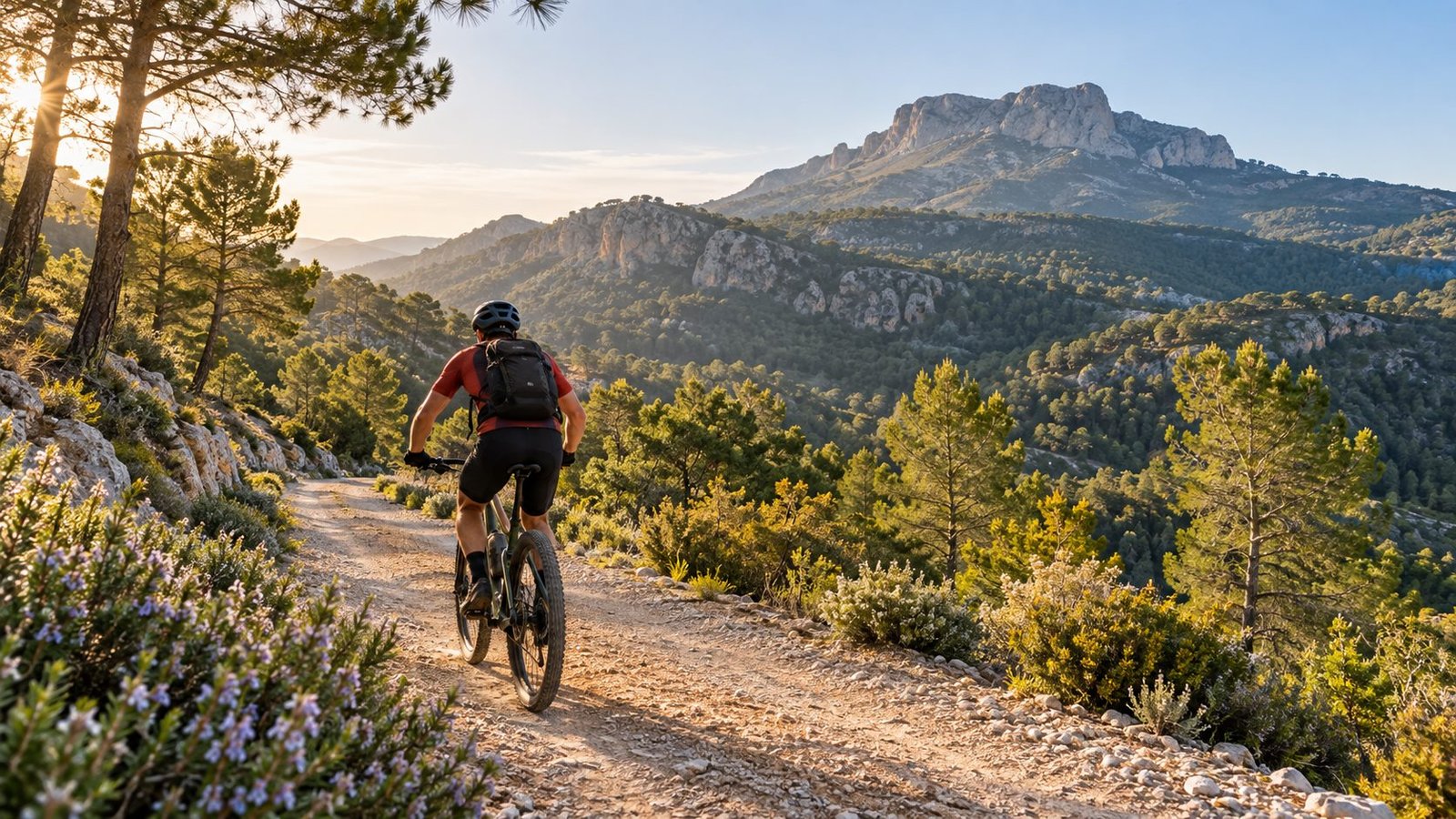 Ciclista BTT en la Sierra de Mariola